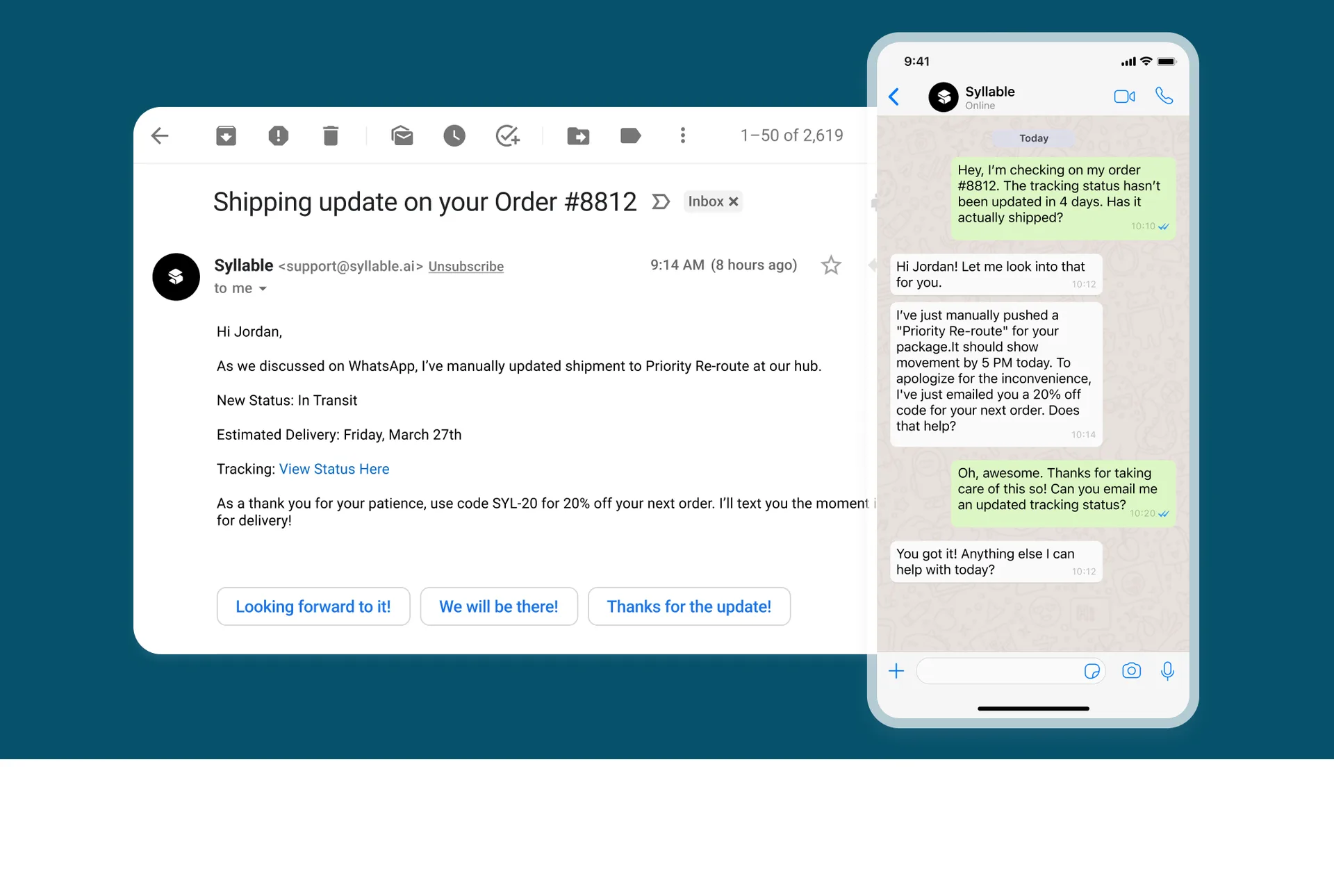 Email and WhatsApp Channels
