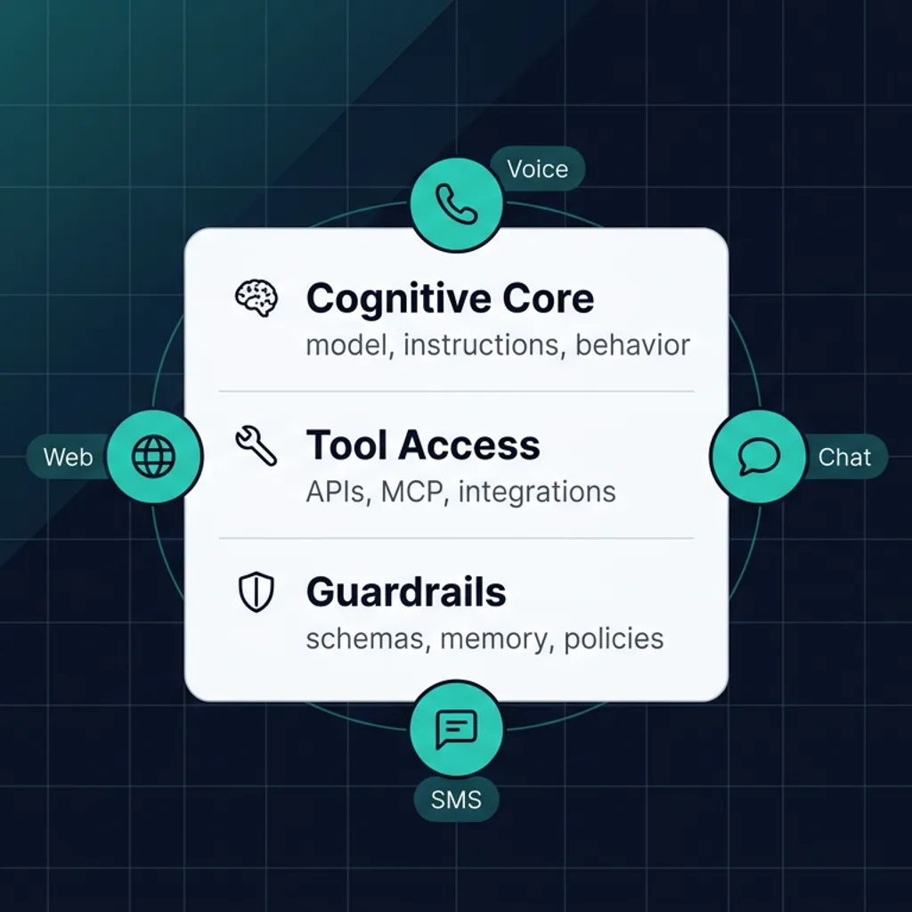 Anatomy of a Syllable AI agent showing prompts, tools, messages, and channels