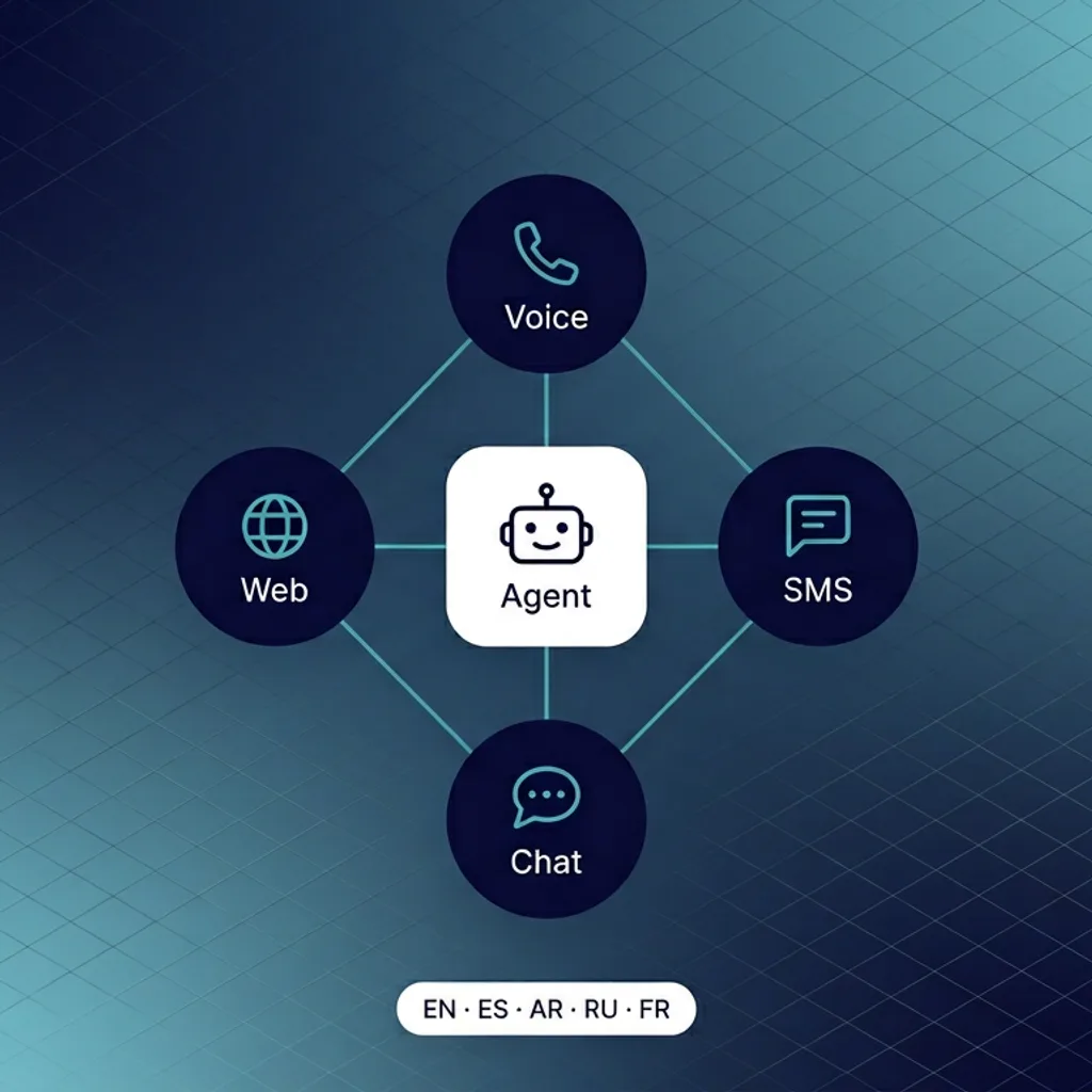 Agent hub connecting voice, SMS, chat, and web channels
