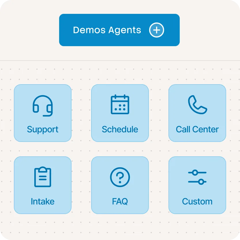 Build AI agents from prebuilt templates for support, scheduling, call center, intake, and more