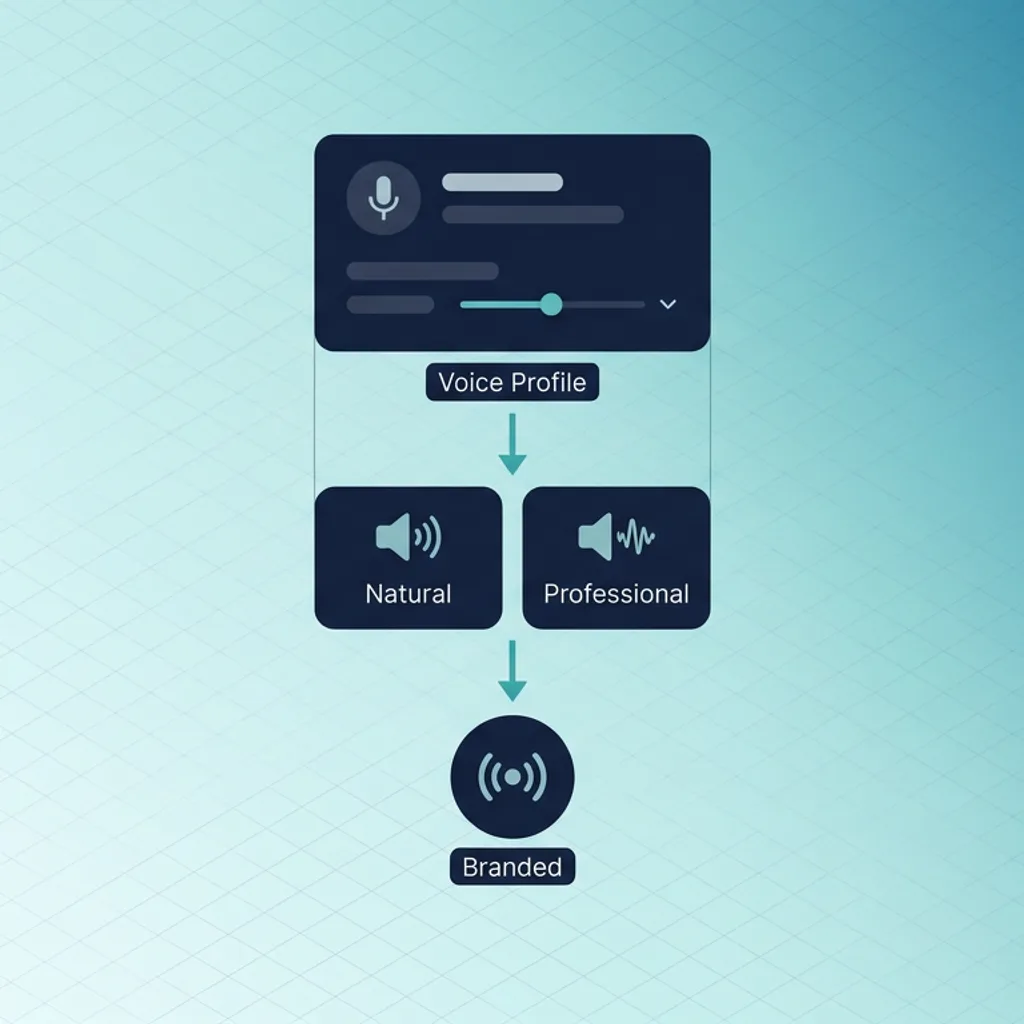 Voice configuration panel selecting TTS provider, language, and voice style